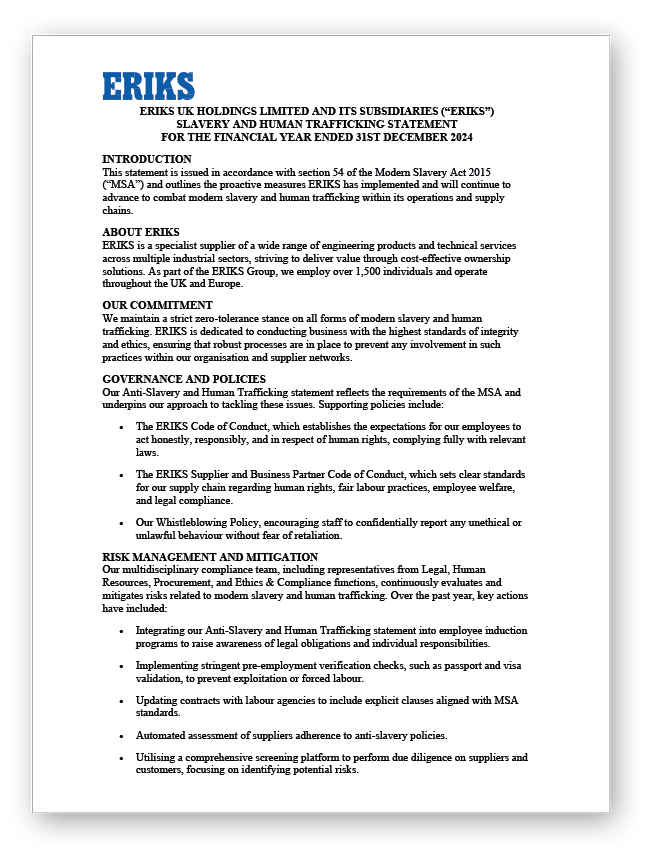 Slavery and Trafficking Statement