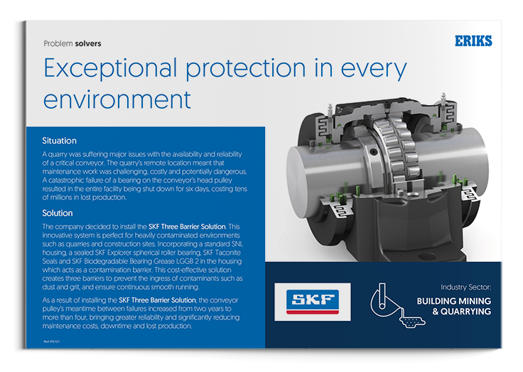 SKF Three Barrier Bearing for Aggressive Environments Solution