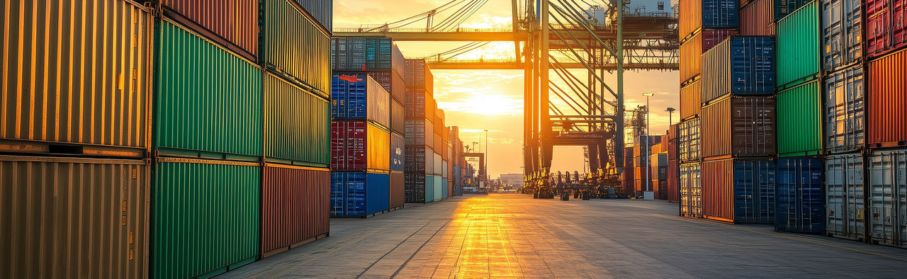 Wind farm in green fields near farms and cows