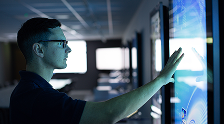 Man looking at screen