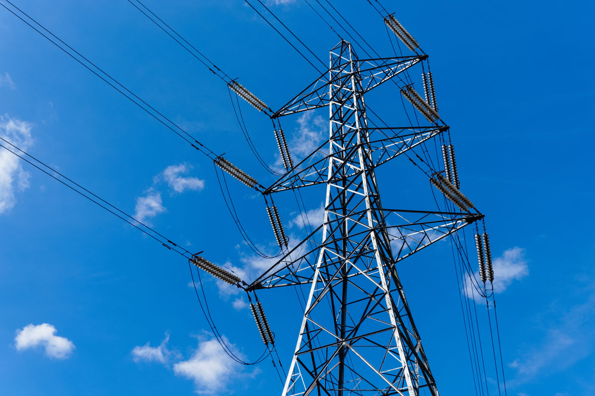 Electrical pylon against the blue sky