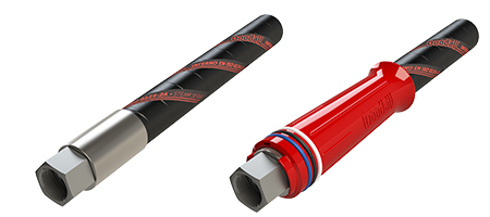 Goodall Inferno steam hoses in black and red