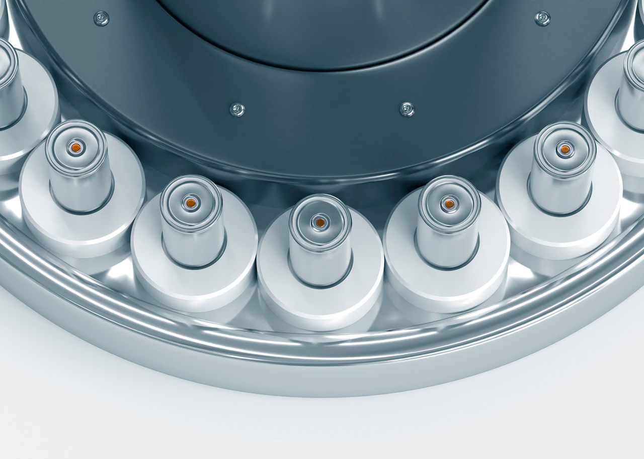 new Tesla li-ion Batteries 4680 manufacturing, high energy cylindrical accumulators, Mass production line, power and energy for electric vehicles, advanced technology and innovation, 3d render