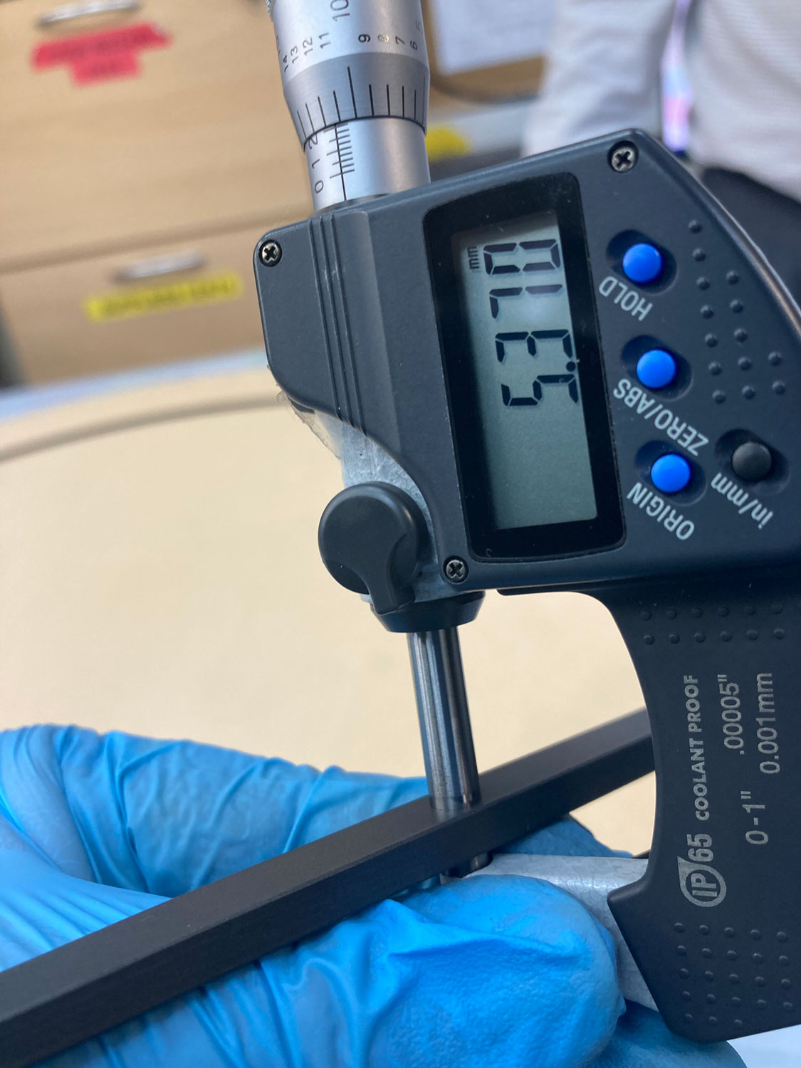 O-Ring thickness measurement tolerance test