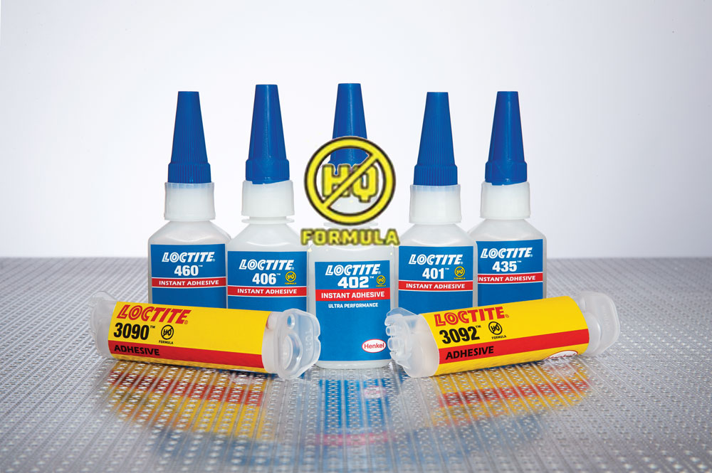group of LOCTITE instant adhesive bottles