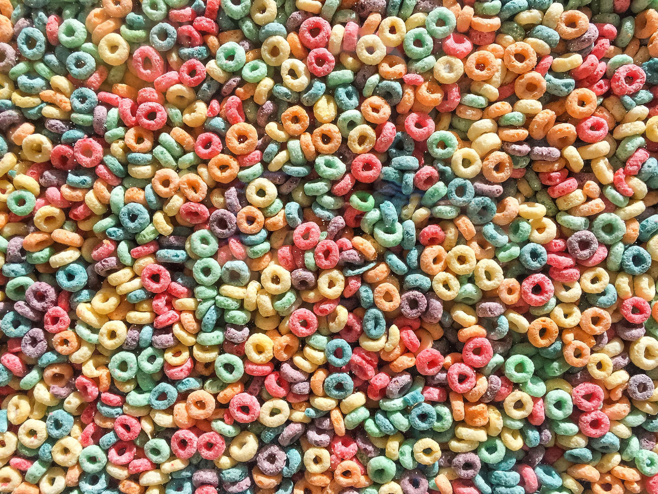 coloured hoops of cereal