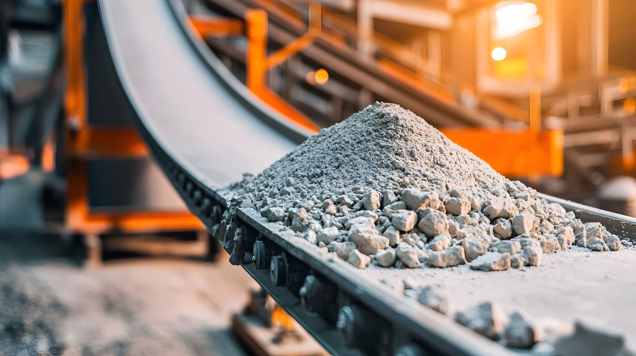 A new valve turns on the savings tap Conveyor belts transporting gypsum powder through a manufacturing facility for construction materials processing and production