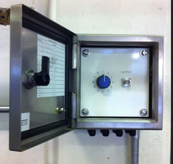 Switch Box controlling each motor at 12, 3, 6 and 9 o'clock