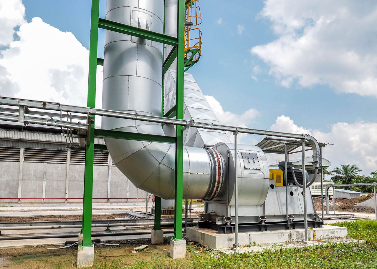 Forced Draft Fan pump in biomass power plant during construction.