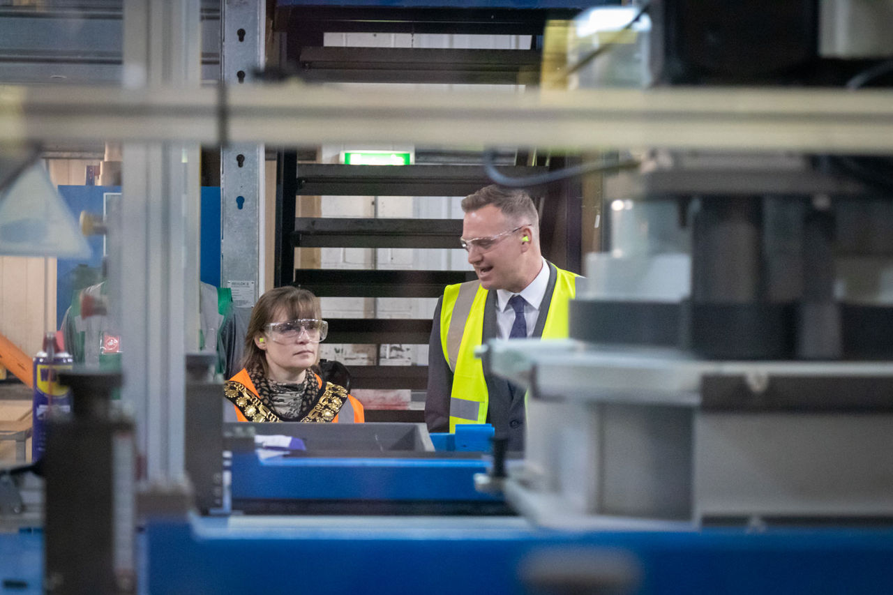 Mayor of Barnsley, Councillor Sarah-Jane Tattersall with Dan Nicholson, Director of Sealing and Polymer at ERIKS