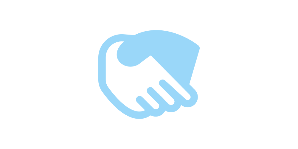 BLUE TWO HANDED HANDSHAKE ICON